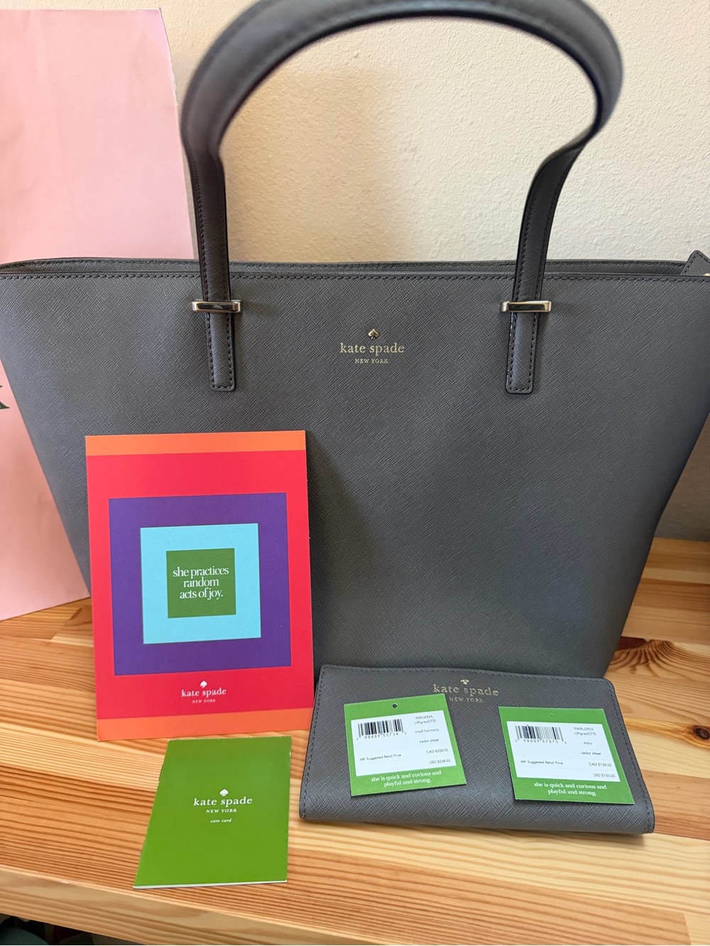🩶 Kate Spade New York Cedar Street Collection Stacy Wallet + Small Harmony Tote